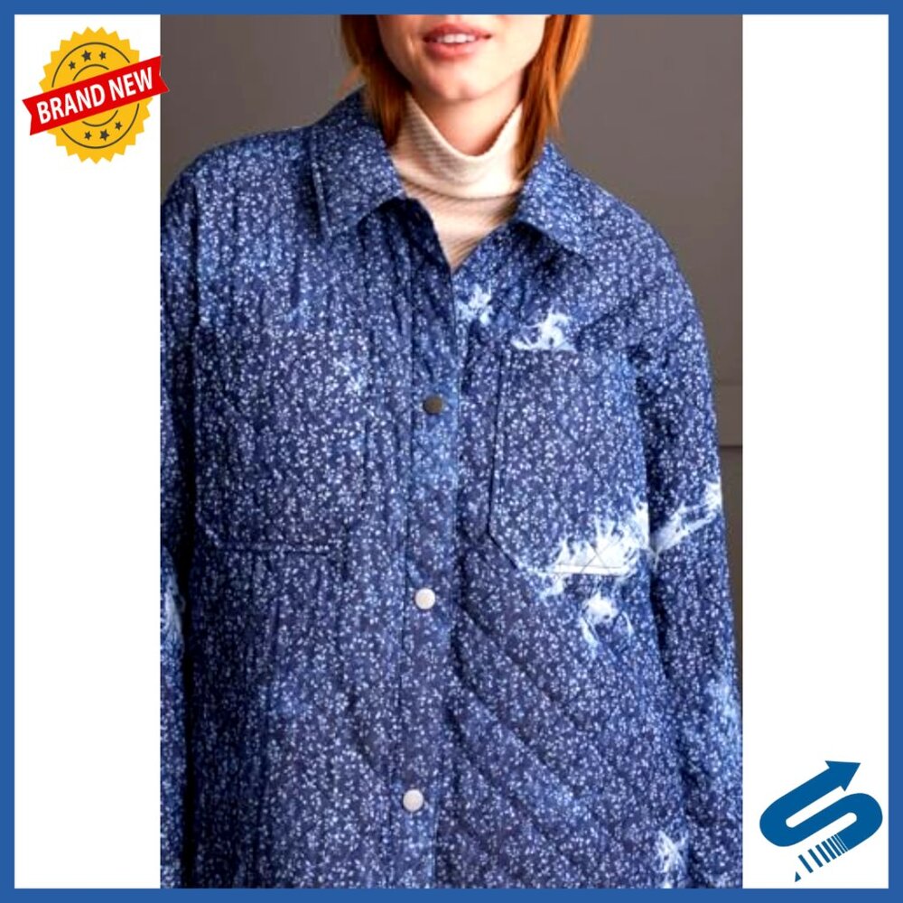 Quilted Button-Up Shacket with Patch Pockets, Lon… - image 4